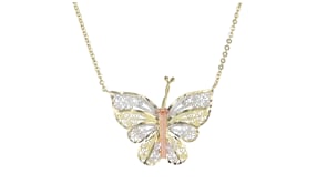 C. 1980 Vintage 14kt Tri-Colored Gold Butterfly Necklace