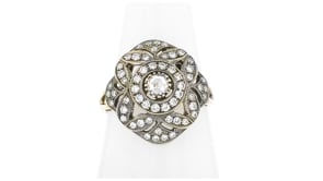 C. 1980 Vintage .50 ct. t.w. Diamond Flower Ring in 18kt Two-Tone Gold