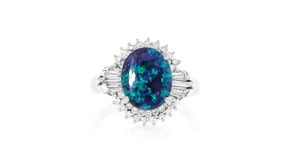 C. 2010 Vintage Black Opal and .40 ct. t.w. Diamond Ring in Platinum