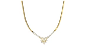 C. 1980 Vintage 1.25 ct. t.w. Diamond Cluster Omega Necklace in 14kt Yellow Gold