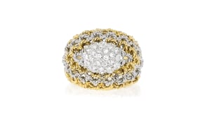 C. 1980 Vintage .35 ct. t.w. Diamond Cluster Dome Ring in 18kt Two-Tone Gold