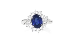 C. 2000 Vintage 2.49 Carat Sapphire and .56 ct. t.w. Diamond Ring in Platinum