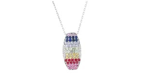 C. 2000 Vintage 1.25 ct. t.w. Multicolored Sapphire Pendant Necklace with Diamonds in 18kt White Gold