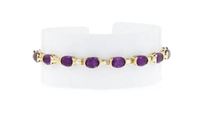 C. 1990 Vintage 11.90 ct. t.w. Amethyst Tennis Bracelet in 10kt Yellow Gold