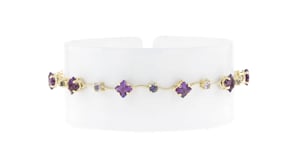 C. 2000 Vintage 3.50 ct. t.w. Amethyst and .45 ct. t.w. Iolite Bracelet in 14kt Yellow Gold