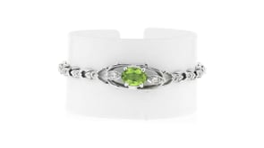 C. 1970 Vintage 1.25 Carat Peridot and .15 ct. t.w. Diamond Bracelet in 14kt White Gold