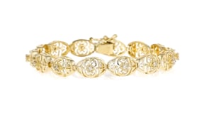 C. 1990 Vintage .65 ct. t.w. Diamond Openwork Link Bracelet in 14kt Yellow Gold