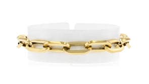 C. 2000 Vintage 18kt Yellow Gold Paper Clip Link Bracelet with Rubies