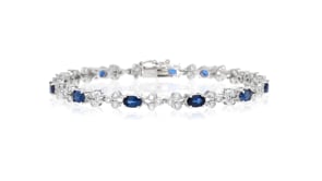 C. 1990 Vintage 3.30 ct. t.w. Sapphire and 1.00 ct. t.w. Diamond Bracelet in 14kt White Gold