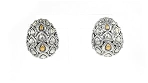 C. 1990 Vintage John Hardy Sterling Silver and 14kt Yellow Gold Teardrop-Pattern Earrings