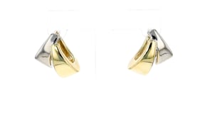 C. 1980 Vintage 14kt Two-Tone Gold Double-Hoop Earrings
