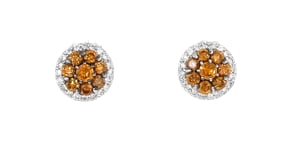 C. 2000 Vintage 1.30 ct. t.w. Orange and White Diamond Cluster Earrings in 18kt White Gold
