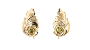 C. 1940 Vintage .30 ct. t.w. Peridot Flower Earrings in 10kt Yellow Gold