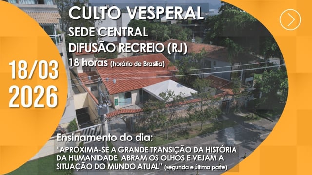 Capa do vídeo do “Culto Vesperal | Difusão Recreio (RJ) - 18/03/2026”.