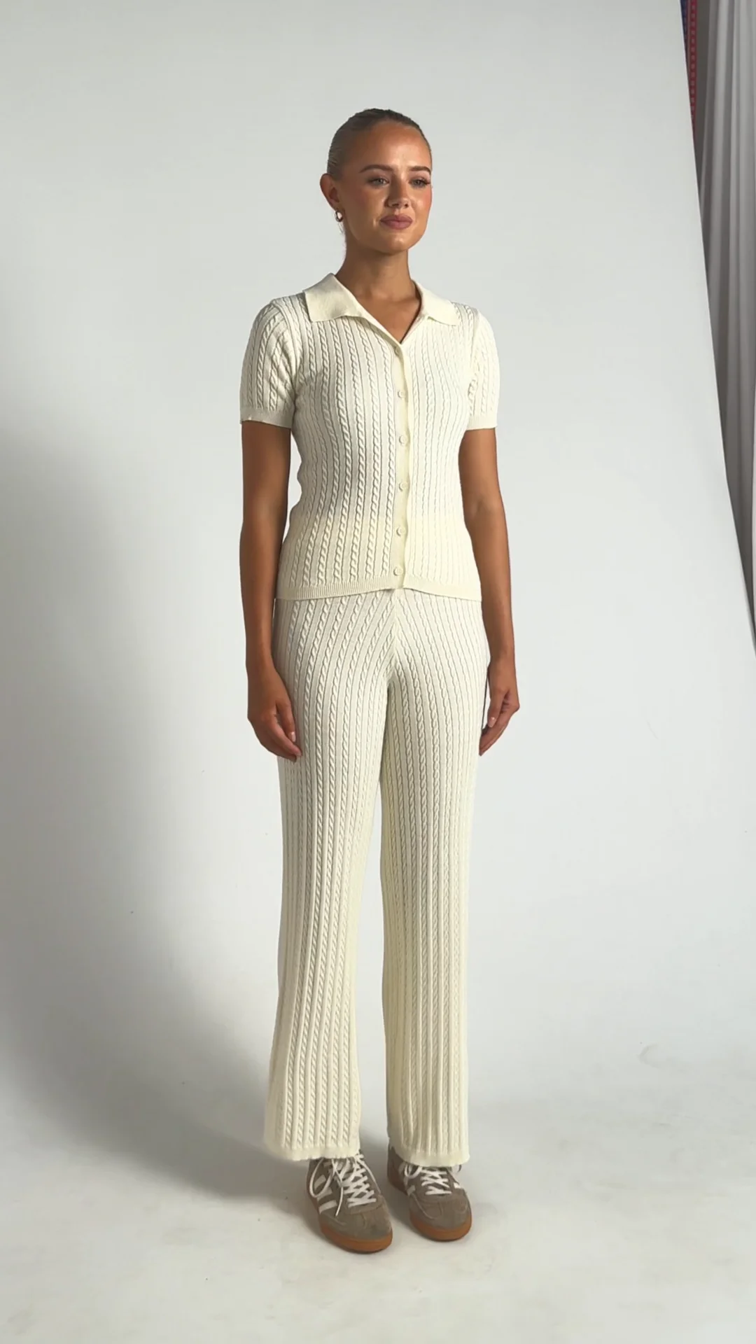 Cable Knit Textured Knit Top And Pants Set (SKN964) | Style State