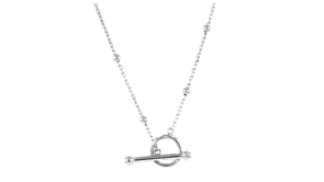 Sterling Silver Bead-Station Toggle Necklace