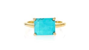 Turquoise East-West Ring in 18kt Gold Over Sterling