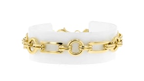 18kt Gold Over Sterling Alternating Rectangle and Circle-Link Bracelet