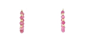 5.50 ct. t.w. Pink Tourmaline Bead Hoop Earrings with 10kt Yellow Gold