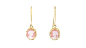Italian Pink Porcelain Cameo Drop Earrings in 18kt Gold Over Sterling