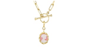 Italian Pink Porcelain Cameo Charm in 18kt Gold Over Sterling