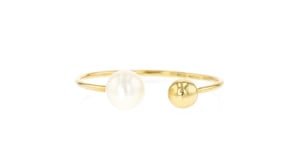 5-5.5mm Cultured Pearl and 10kt Yellow Gold Bead Open-Space Ring