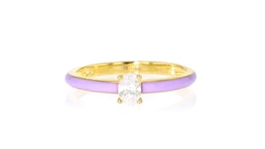 .25 Carat Lab-Grown Diamond Ring with Lavender Enamel in 18kt Gold Over Sterling