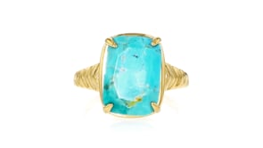 Turquoise Ring with Lab-Grown Diamonds in 18kt Gold Over Sterling