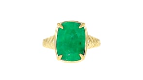 5.50 Carat Emerald Ring with Lab-Grown Diamonds in 18kt Gold Over Sterling