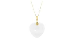 White Agate Heart Pendant in 10kt Yellow Gold