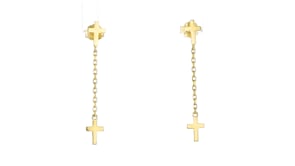 Italian 10kt Yellow Gold Cable-Chain Cross Drop Earrings