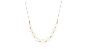 6-9mm Cultured Pearl Graduated Station Necklace in 18kt Gold Over Sterling
