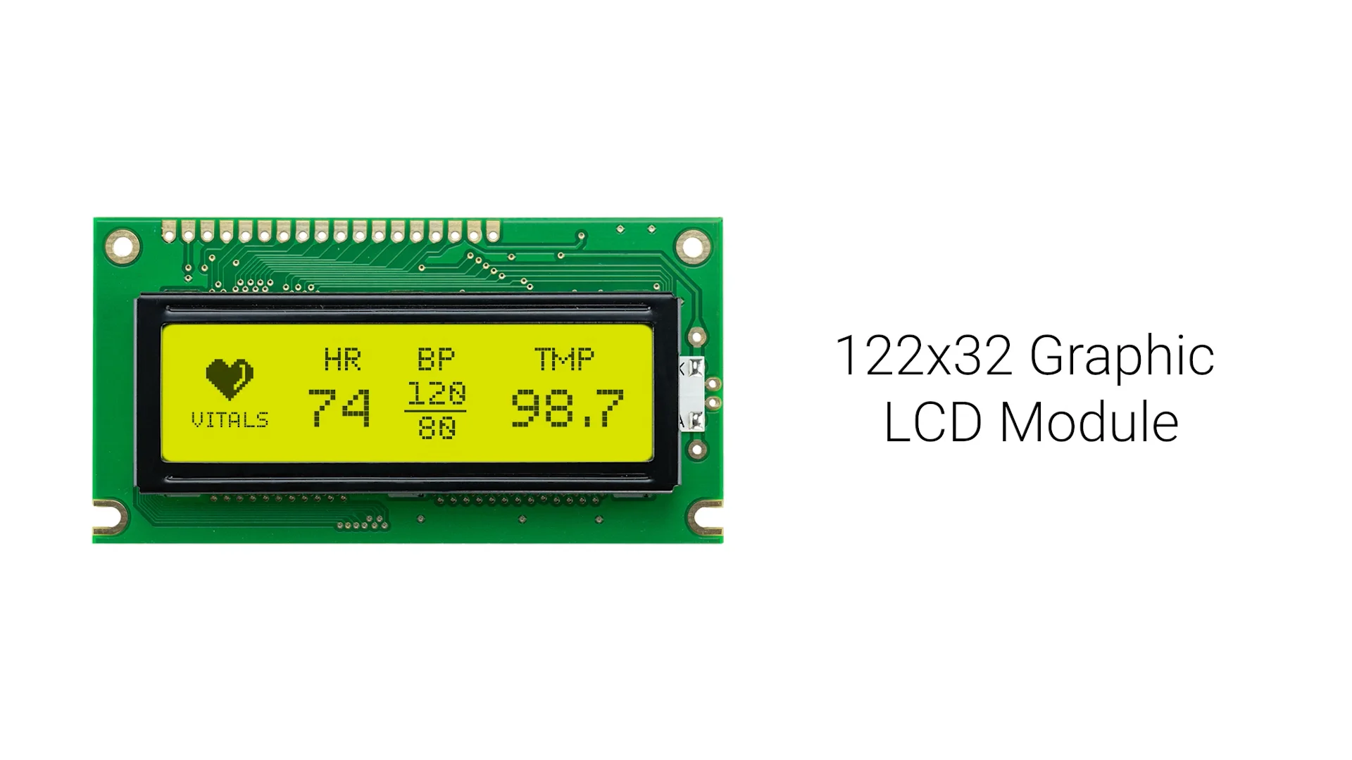 122x32 Graphic LCD Module | STN+ Yellow-Green Display with Yellow