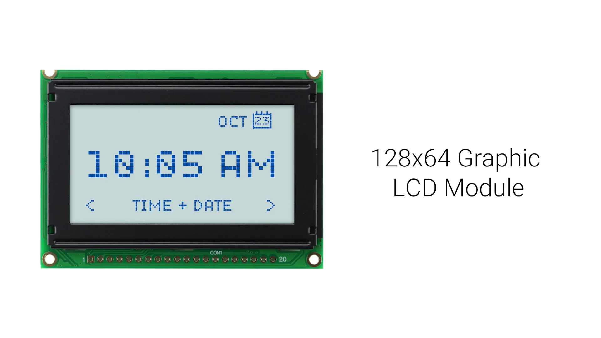 128x64 Graphic LCD Module | STN+ Gray with White Backlight and