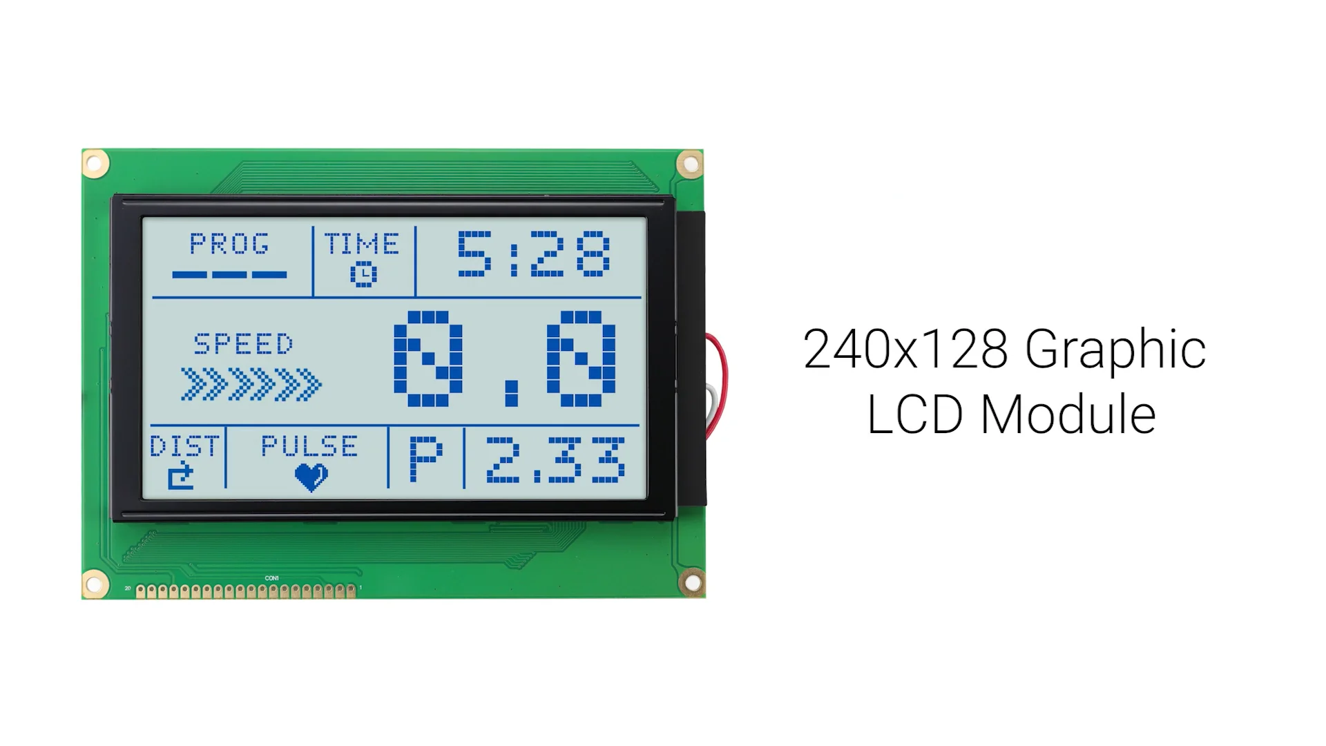 240X128 Graphic LCD Module | STN+ Gray Display with White Backlight