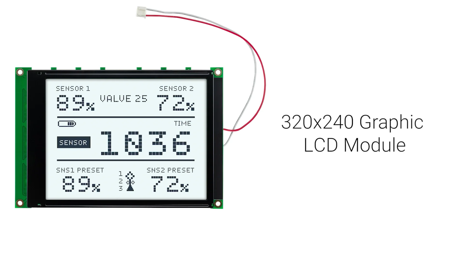 320x240 Graphic LCD Module | FSTN+ Display with White Backlight