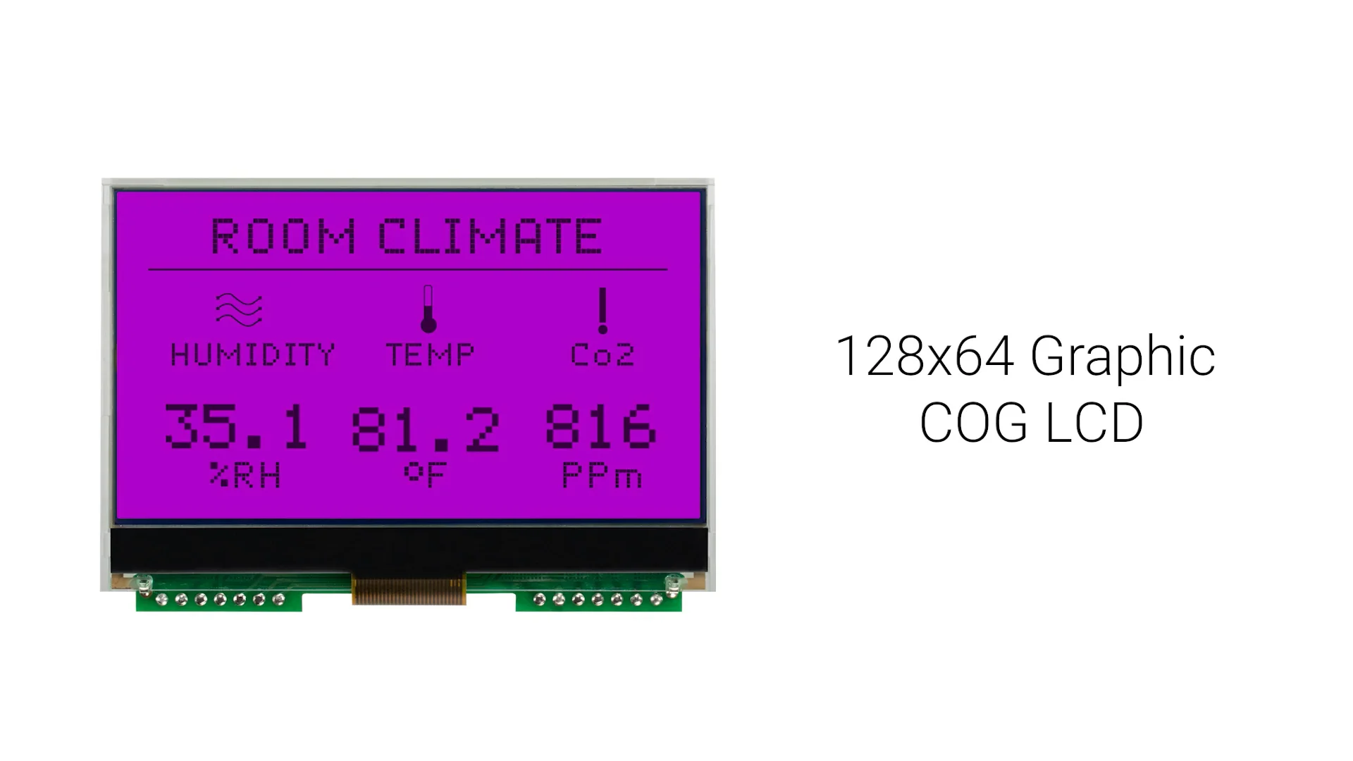 128x64 COG LCD Display | FSTN+ with RGB Backlight and Heater