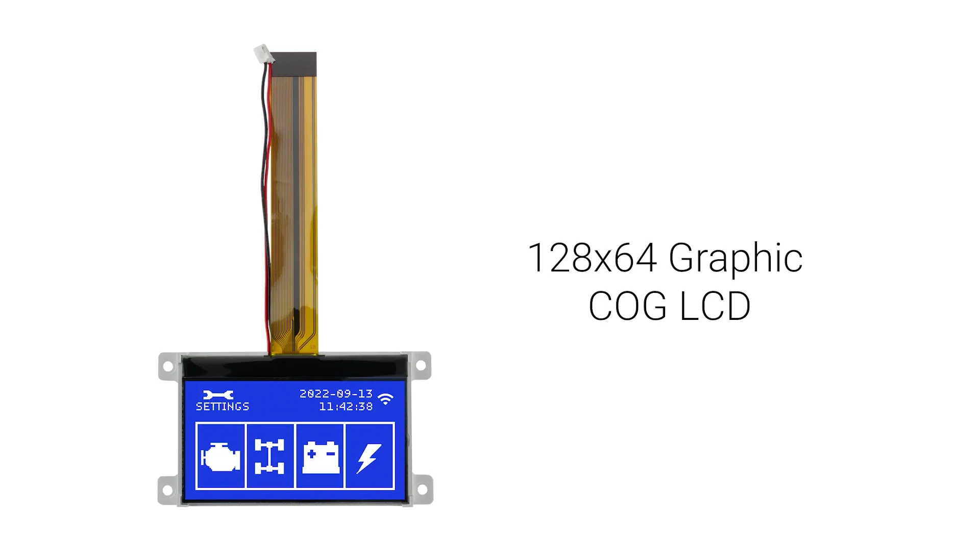 128X64 Graphic COG LCD | STN- Blue Display with White Backlight +