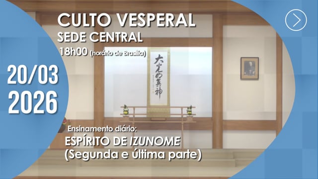 Capa do vídeo do “Culto Vesperal | Sede Central - 20/03/2026”.