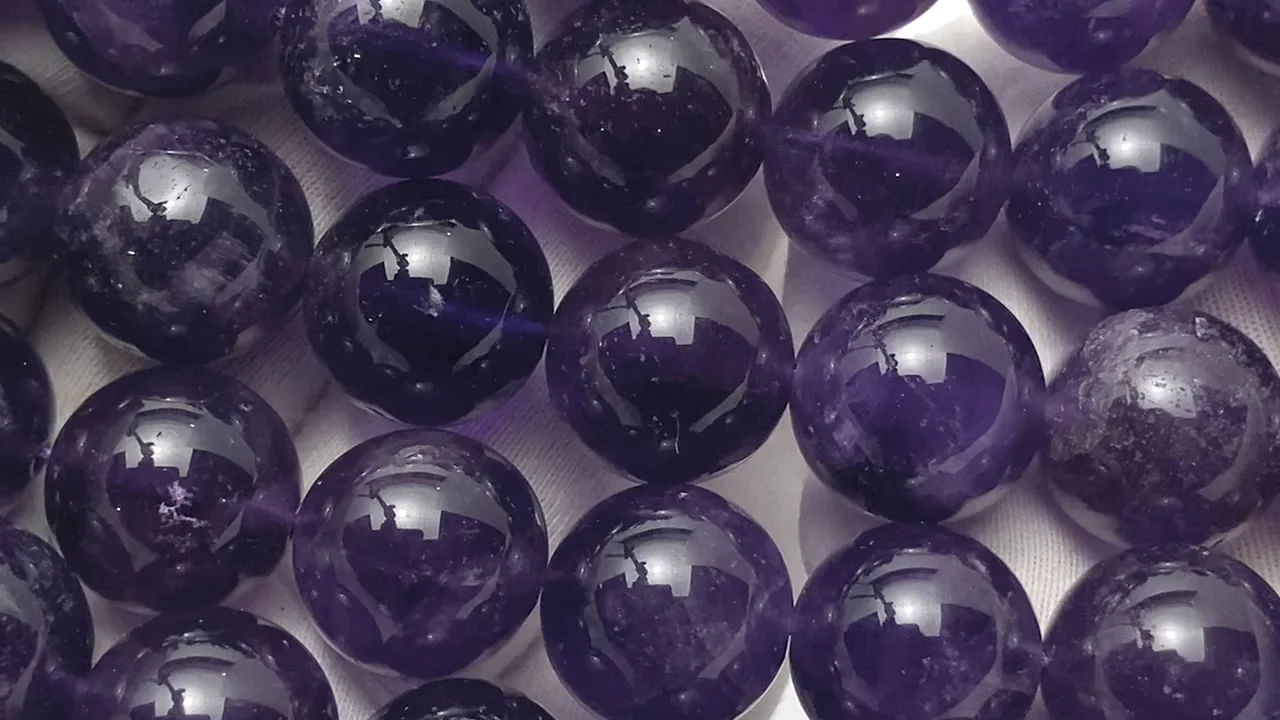 アメジスト（紫水晶） ラウンド14mm 半連/1連｜天然石ビーズの卸問屋