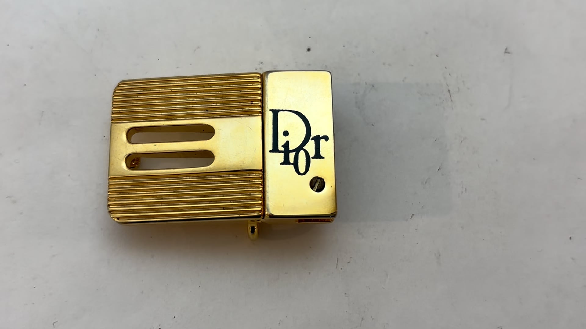 VTG Christian Dior Two Tone Gold Belt Buckle Signed Designer Estate Sale Authentic Vintage Christian Dior Square Gold Tone Belt  main image 4