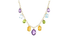 34.30 ct. t.w. Multi-Gemstone Drop Necklace in 18kt Gold Over Sterling