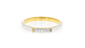 White Enamel Ring with Diamonds in 18kt Gold Over Sterling
