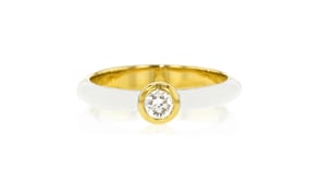 .25 Carat Bezel-Set Lab-Grown Diamond Ring with White Enamel in 18kt Gold Over Sterling