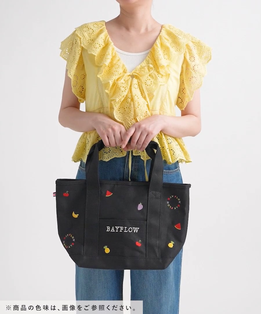 A4サイズ収納可]フルーツ刺繍ロゴトートM | [公式]ベイフロー（BAYFLOW