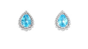 Gabriel & Co. .20 ct. t.w. Swiss Blue Topaz Beaded-Edge Teardrop Earrings in Sterling Silver