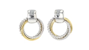 Gabriel & Co. Sterling Silver and 14kt Yellow Gold Triple-Circle Doorknocker Earrings