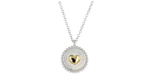 Gabriel & Co. Sterling Silver and 14kt Yellow Gold Heart Disc Necklace