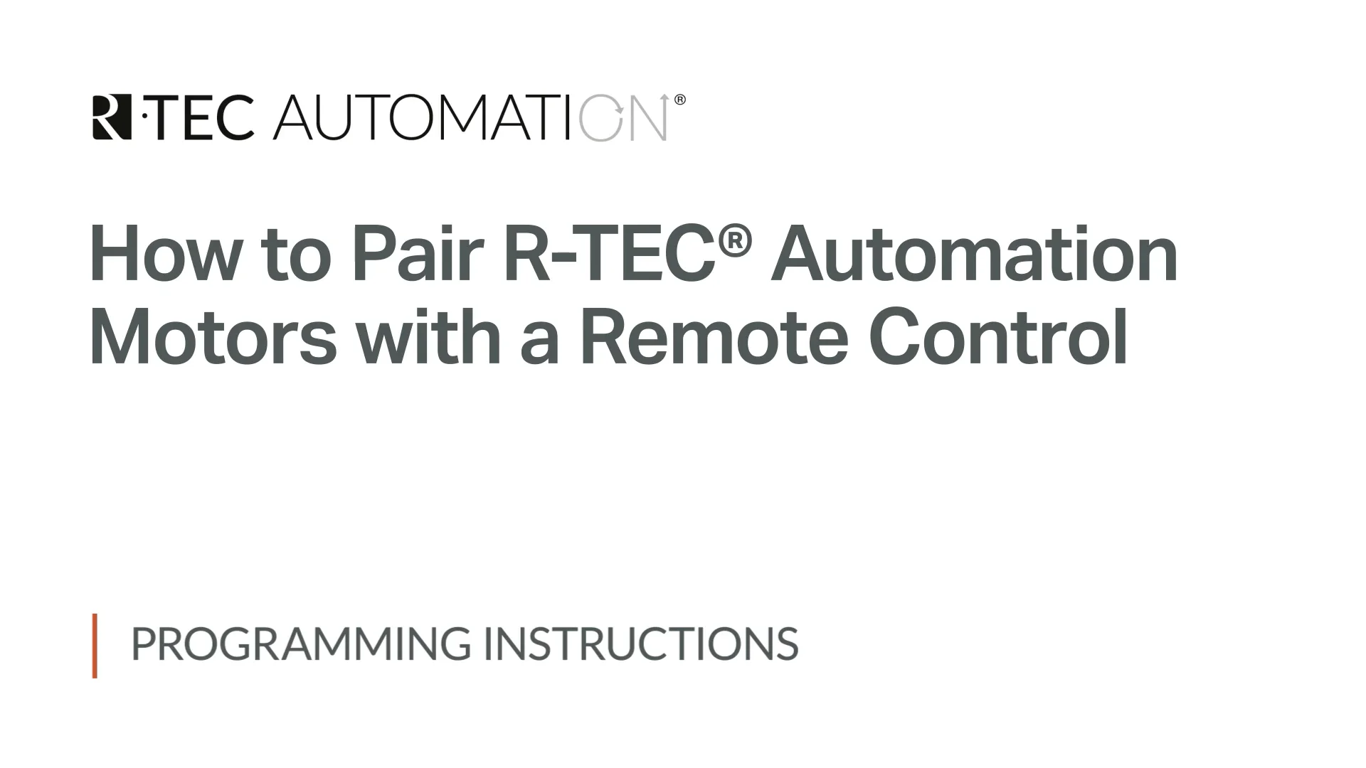 How to Pair R-TEC® Automation Motors with a Remote Control | Videos ...