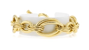 Italian 14kt Yellow Gold-Plated Oval-Link Toggle Bracelet
